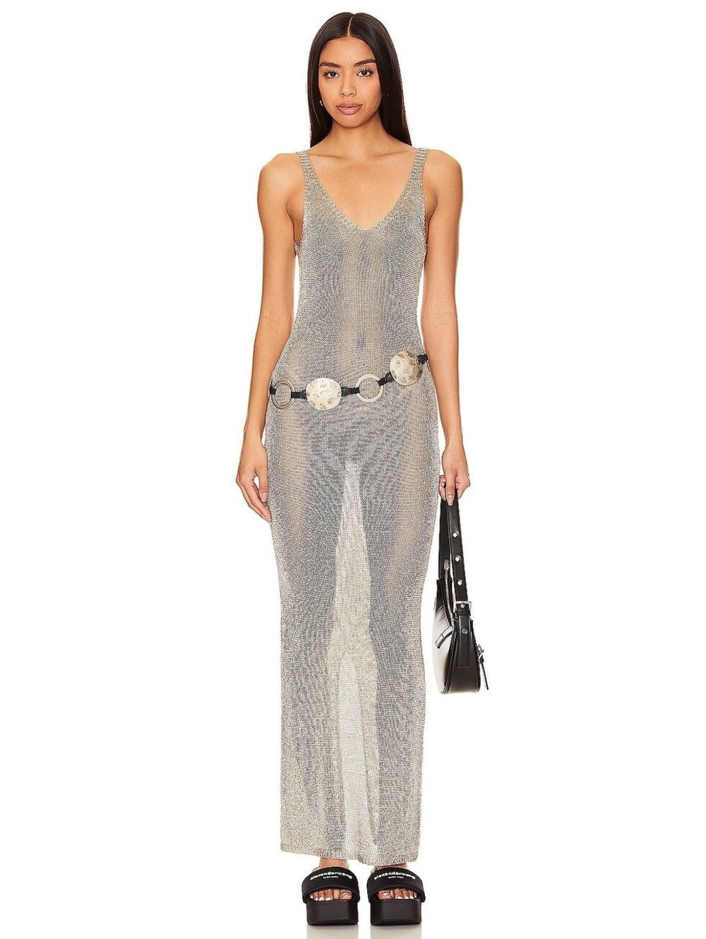 Superdown egon maxi dress gold
